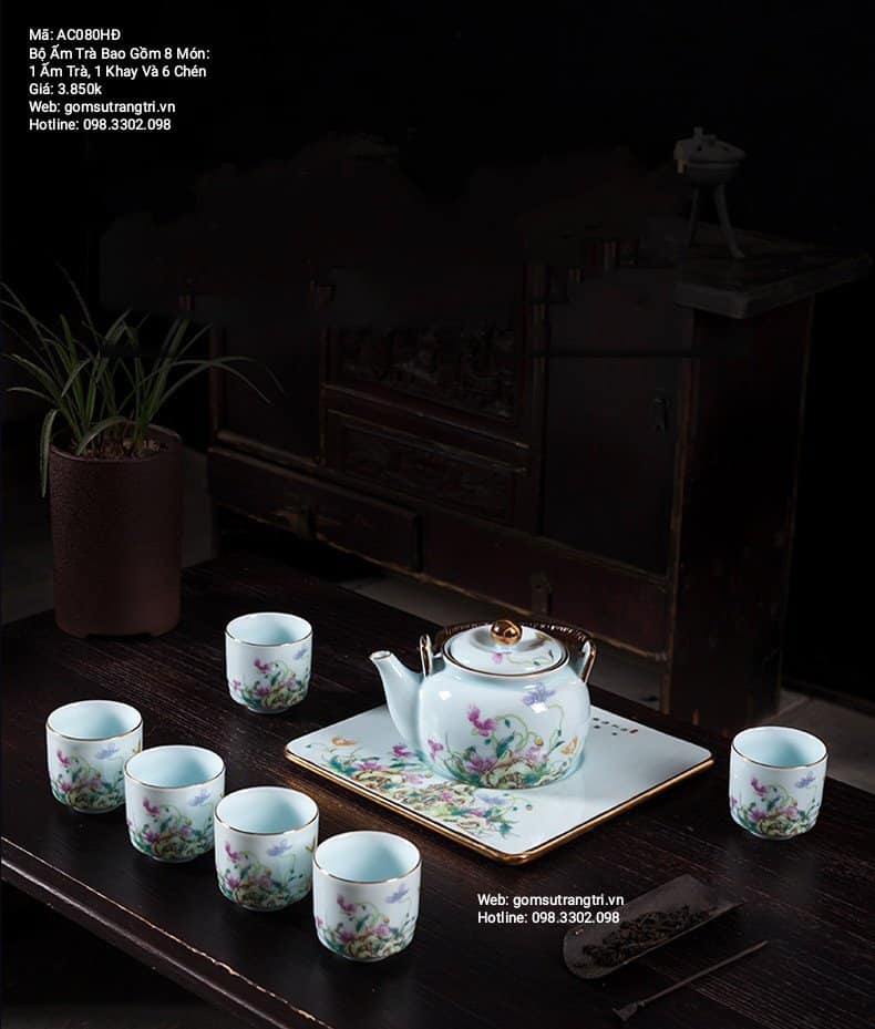 BỘ ẤM TRÀ BAO GỒM 8 MÓN